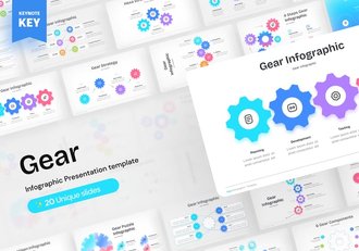 彩色齿轮信息图形keynote模板 - 顶尖PPT