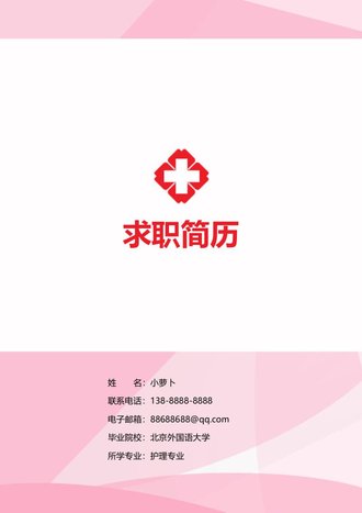 护理专业求职简历自荐信封面封底模板 - 顶尖PPT