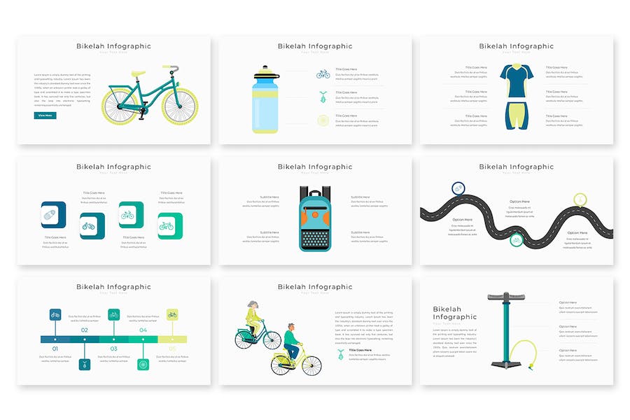 自行车山地车人物卡通插画PPT图形模板 - 顶尖PPT