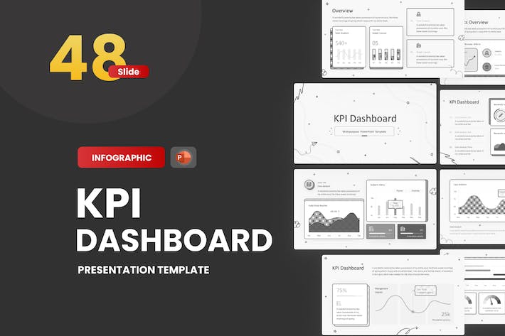 涂鸦风格KPI数据仪表盘PPT模板 - 顶尖PPT