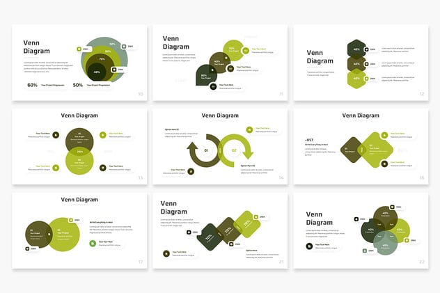 维恩图表销售信息图形演示PPT模板 - 顶尖PPT