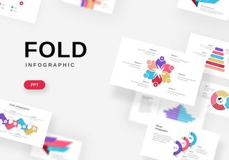 微立体折叠数据对比增长图形图表PPT模板 - 顶尖PPT