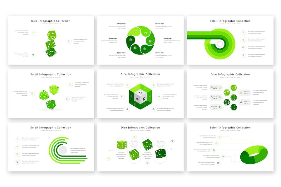 绿色圆圈信息图表PPT模板 - 顶尖PPT