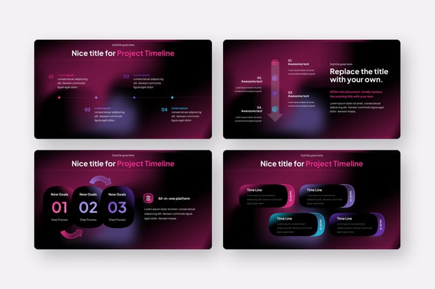 暗红色玻璃拟态风格项目时间轴图形PPT模板 - 顶尖PPT