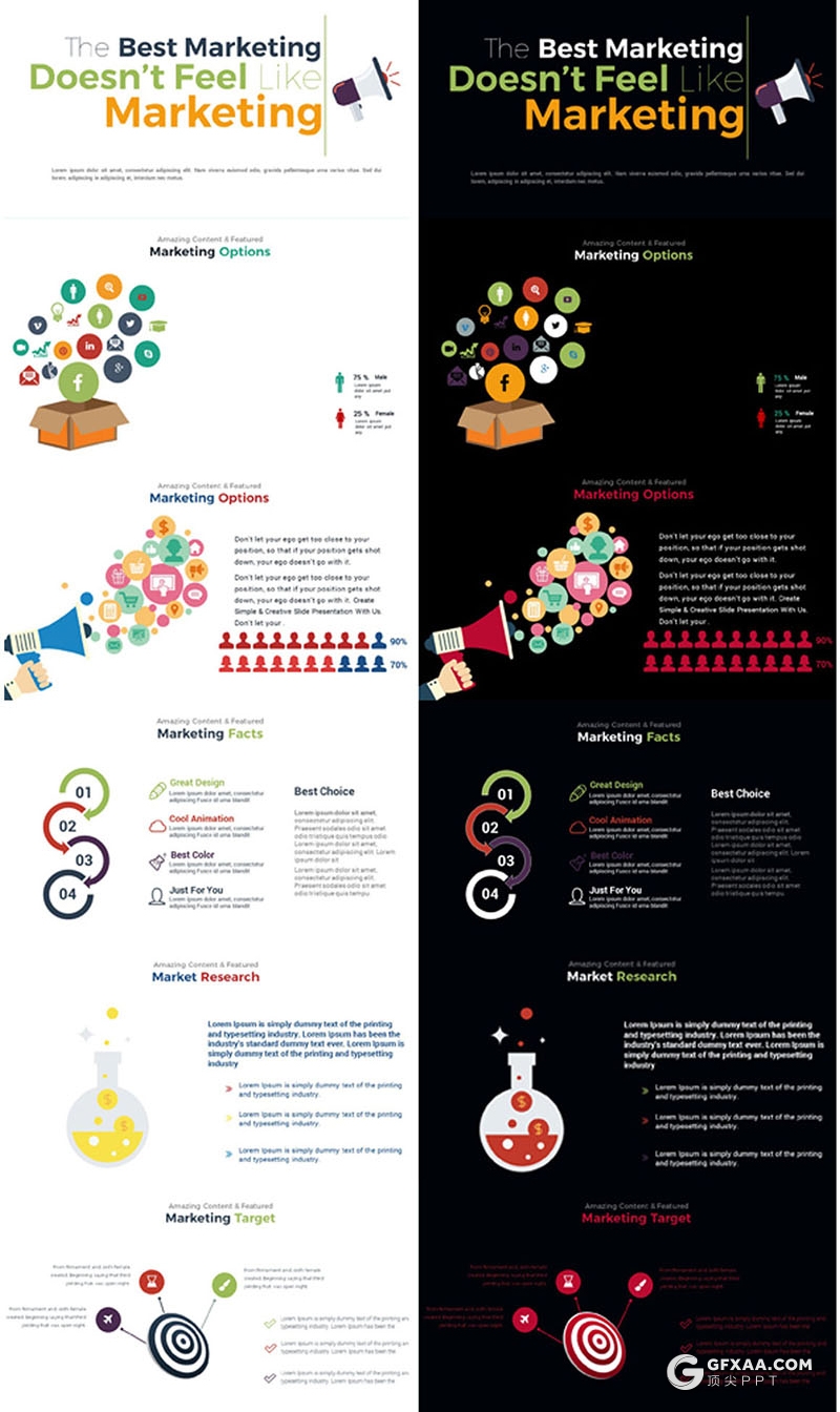 413页国外高端商务多用途创意图形PPT模板 20种主题配色3种尺寸300种预制XML配色文件 - 顶尖PPT