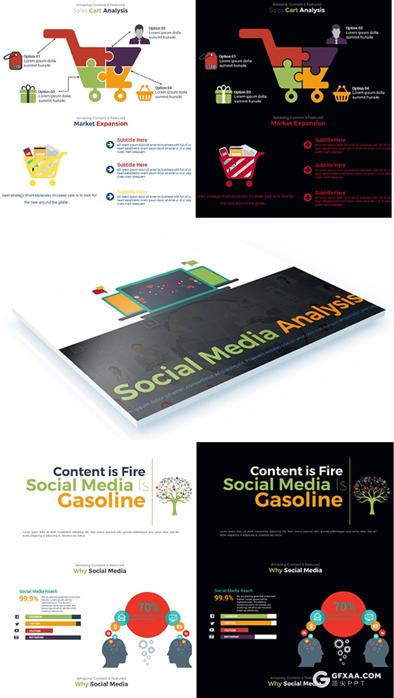 413页国外高端商务多用途创意图形PPT模板 20种主题配色3种尺寸300种预制XML配色文件 - 顶尖PPT