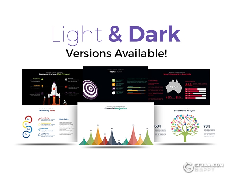 413页国外高端商务多用途创意图形PPT模板 20种主题配色3种尺寸300种预制XML配色文件 - 顶尖PPT