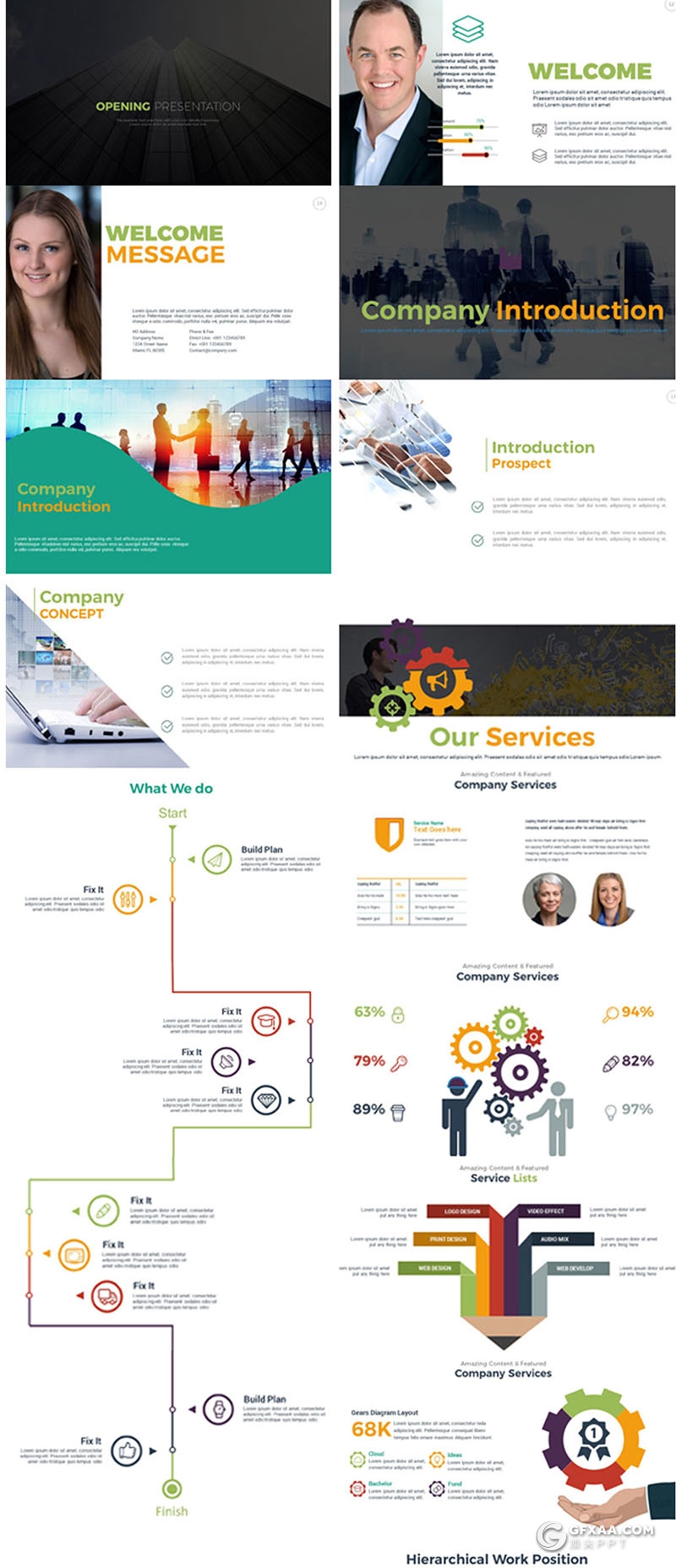 413页国外高端商务多用途创意图形PPT模板 20种主题配色3种尺寸300种预制XML配色文件 - 顶尖PPT