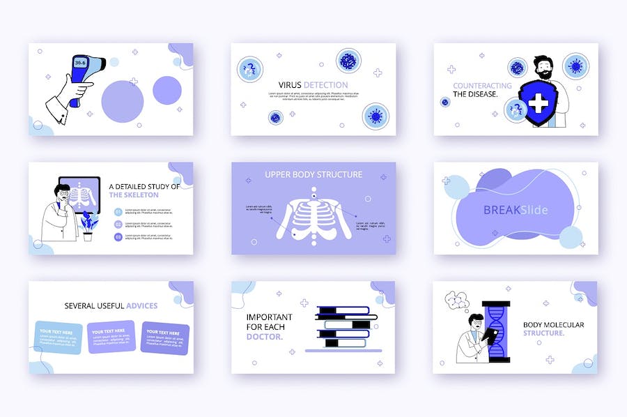 医学健康行业卡通插画科普PPT模板 - 顶尖PPT