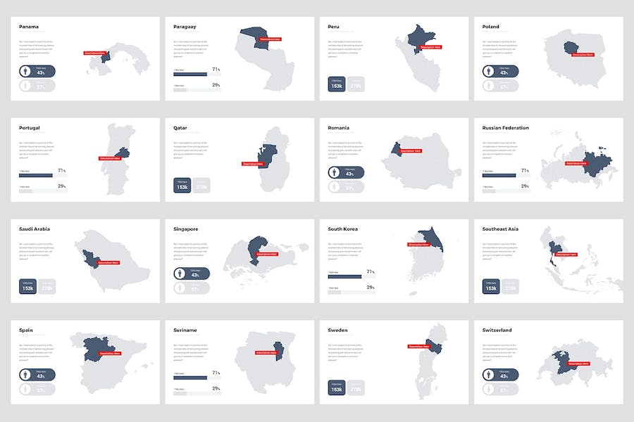 全世界国家地区地图图形keynote模板 - 顶尖PPT
