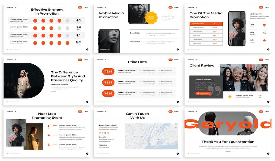 时尚服装品牌推广展示PPT模板 - 顶尖PPT