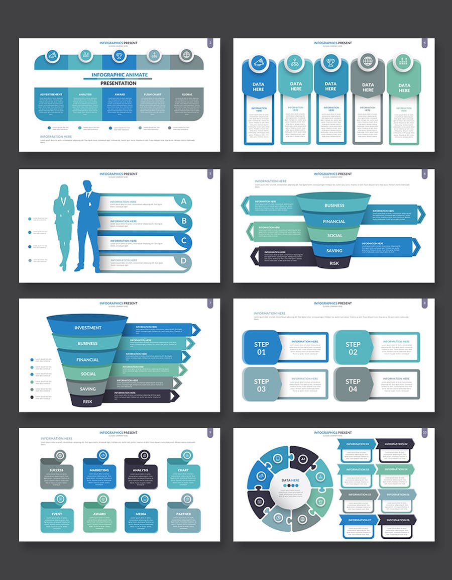 微立体商务标签式数据展示信息图keynote模板 - 顶尖PPT