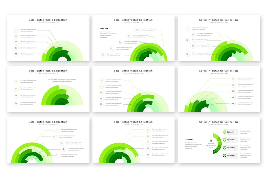 绿色圆圈信息图表PPT模板 - 顶尖PPT