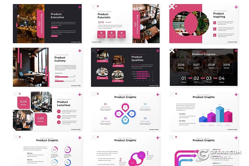 30页5种配色欧美商务风格ppt模板 - 顶尖PPT