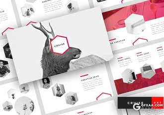 30页5种配色创意六边形组合简约商务ppt模板 - 顶尖PPT