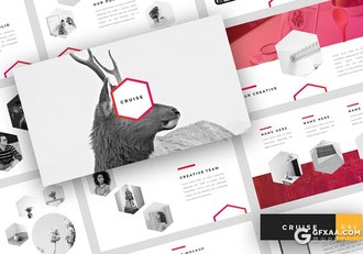 30页5种配色创意六边形组合简约商务Google slides模板 - 顶尖PPT