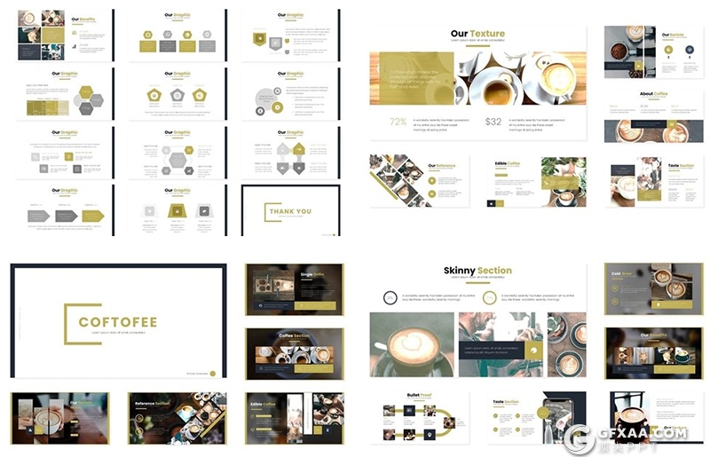 30页5种配色咖啡介绍展示ppt模板 - 顶尖PPT