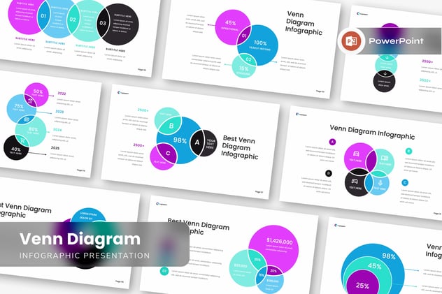 半透明风格维恩图图形PPT模板 - 顶尖PPT