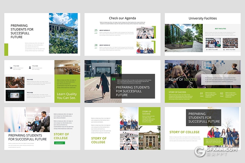 30页大学环境专业介绍毕业典礼介绍ppt模板 5种配色 - 顶尖PPT