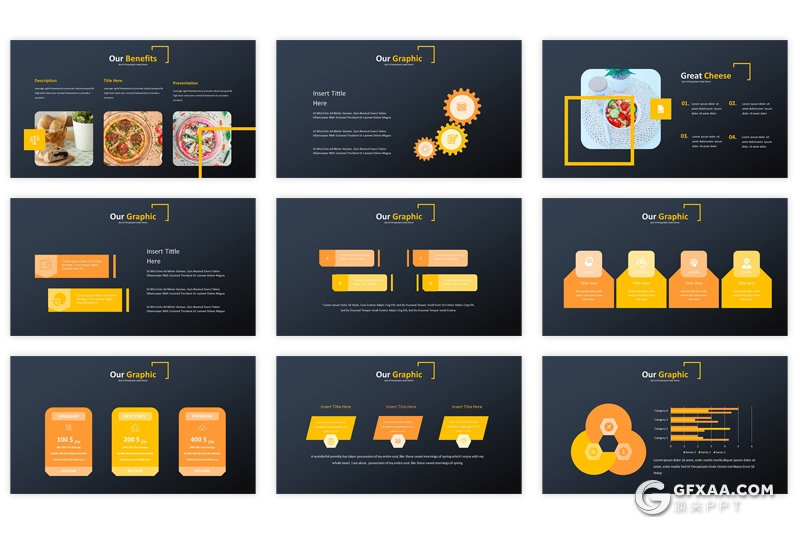 30页西式餐饮美食介绍展示Google slides模板 5种配色主题 - 顶尖PPT