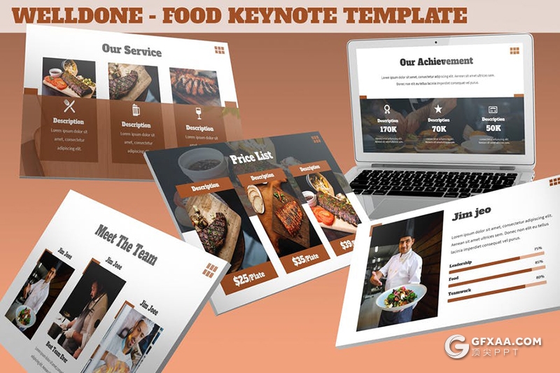 西式餐饮美食介绍展示keynote模板 - 顶尖PPT