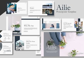 30页欧美极简文艺风格ppt模板 5种主题配色 - 顶尖PPT