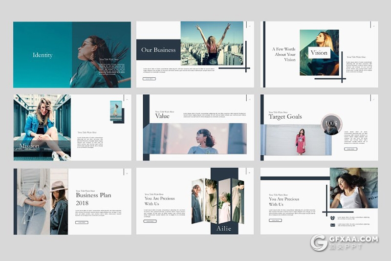 30页欧美极简文艺风格keynote模板 5种主题配色 - 顶尖PPT