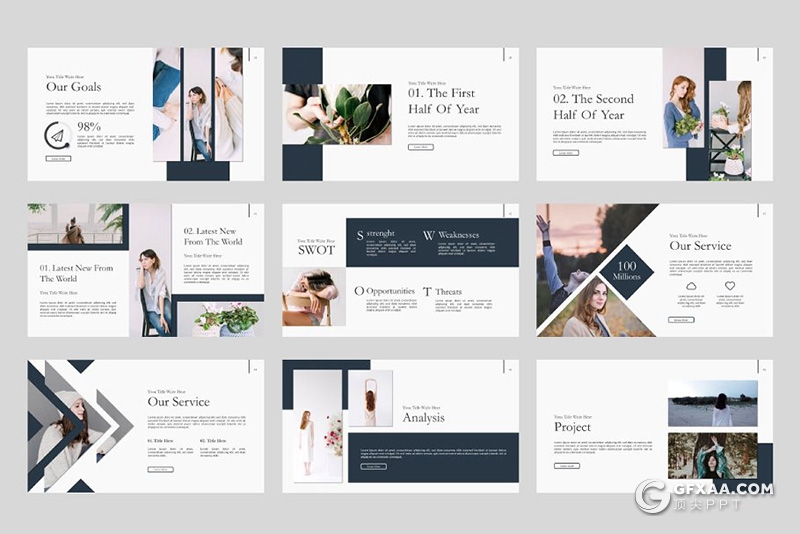 30页欧美极简文艺风格keynote模板 5种主题配色 - 顶尖PPT