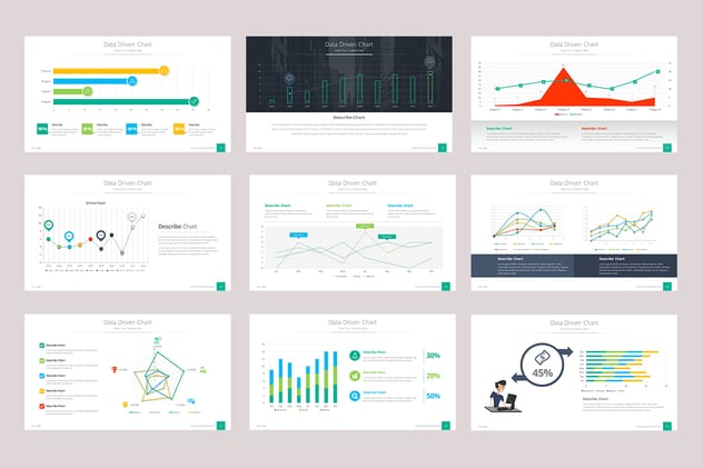 可视化折线条形数据图形PPT模板 - 顶尖PPT