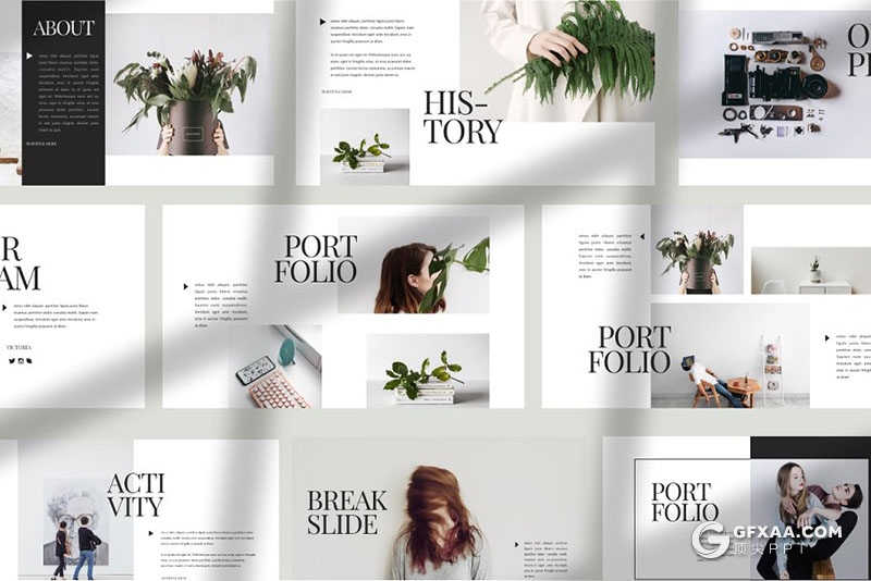 30页欧美简约文艺小清新风格Google slides模板 - 顶尖PPT