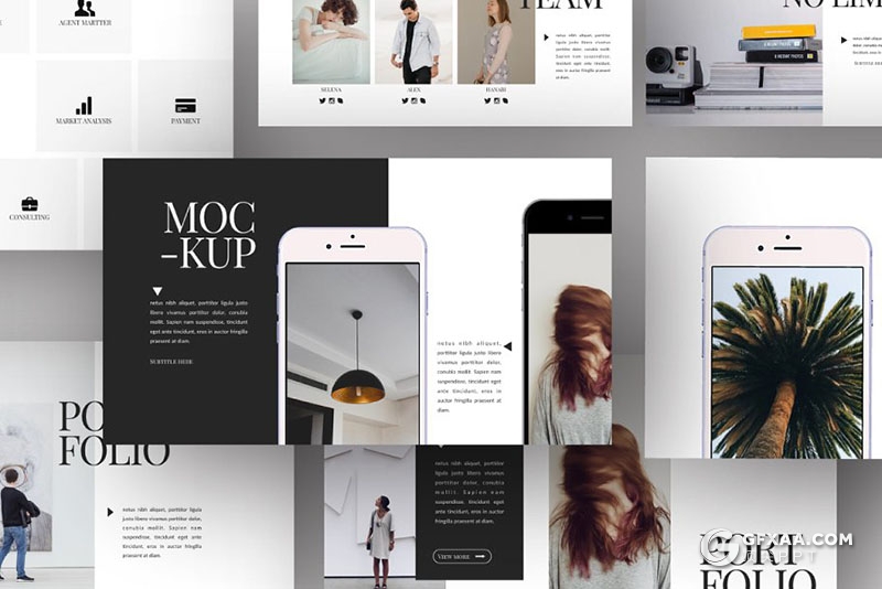 30页欧美简约文艺小清新风格Google slides模板 - 顶尖PPT