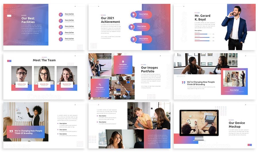 紫色渐变企业团队介绍商业商务PPT模板 - 顶尖PPT