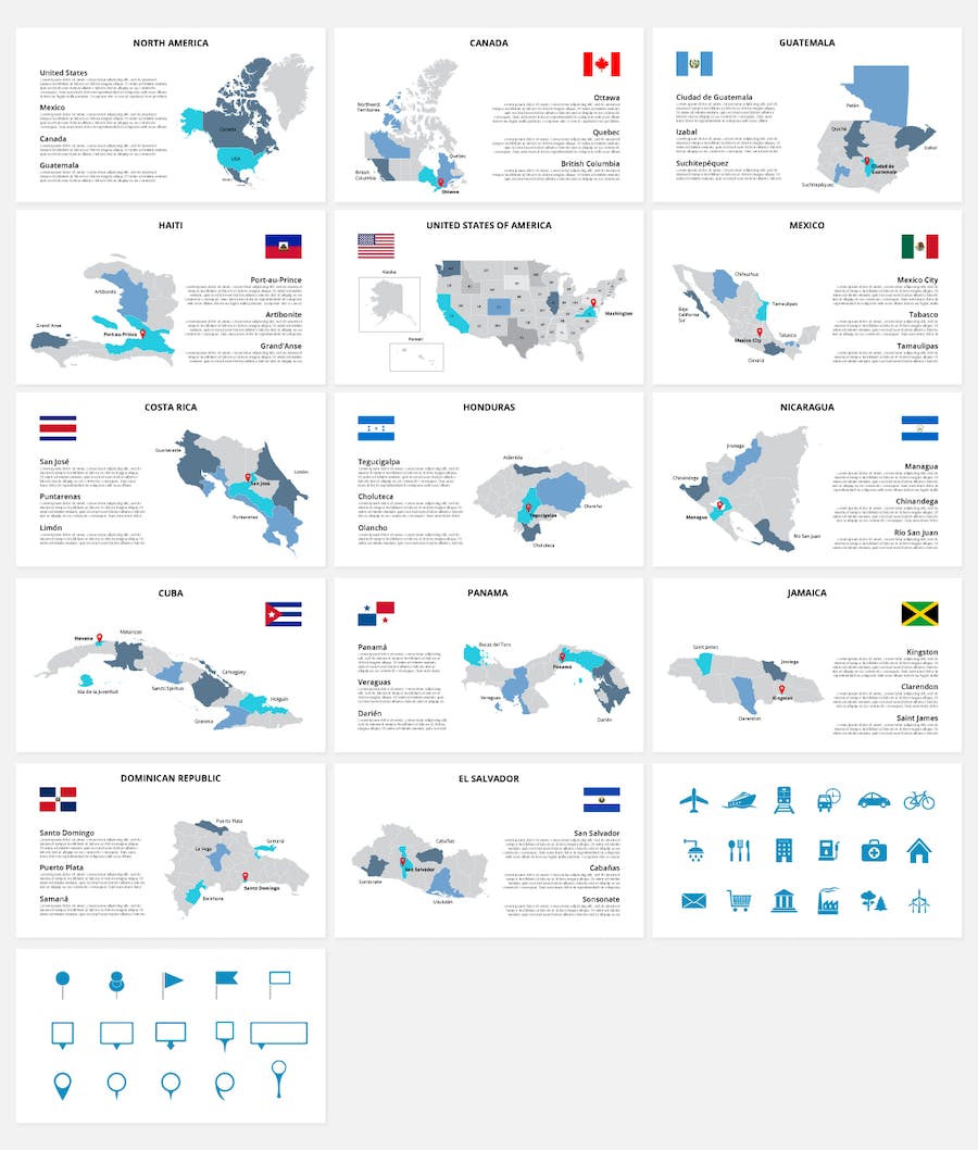 北美各个国家地图keynote模板 - 顶尖PPT