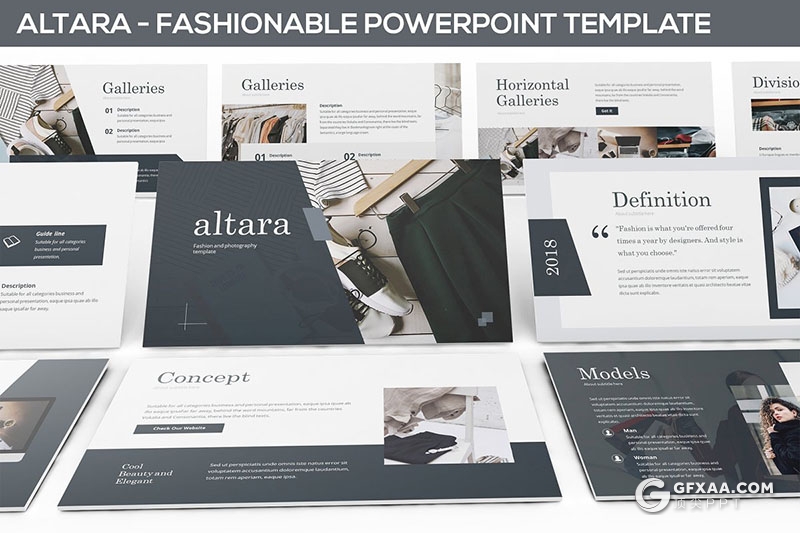 30页简约时尚风格服装设计展示keynote模板 - 顶尖PPT