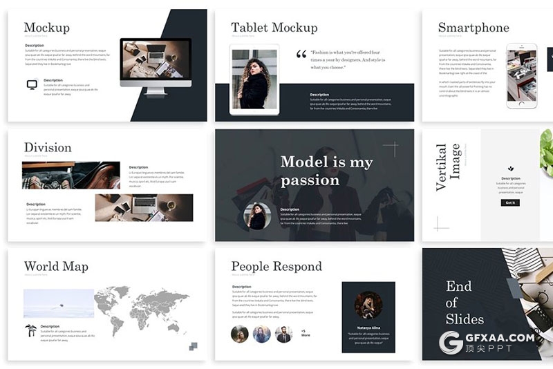 30页简约时尚风格服装设计展示keynote模板 - 顶尖PPT