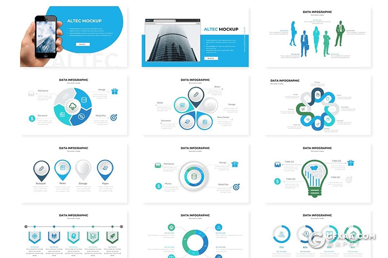 30页5种配色欧美企业年终工作汇报keynote模板 - 顶尖PPT