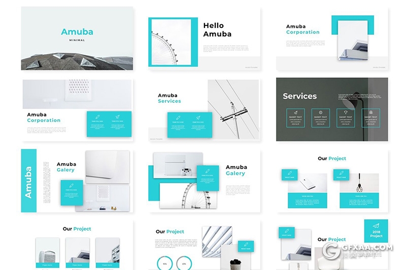 30页5种配色商务年终工作总结汇报Google slides模板 - 顶尖PPT
