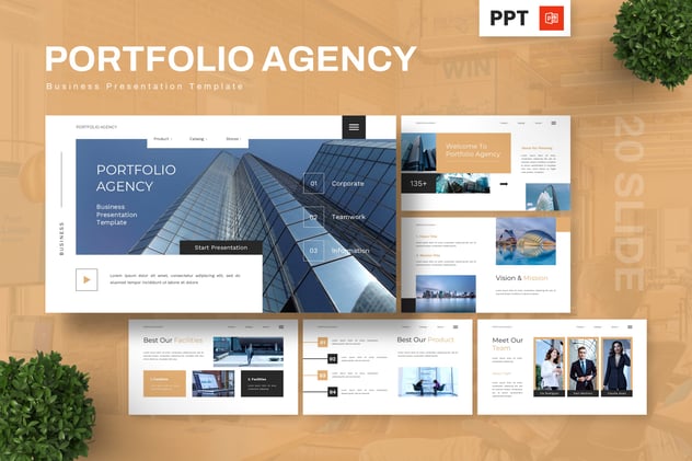 投资组合机构商业Powerpoint模板 - 顶尖PPT