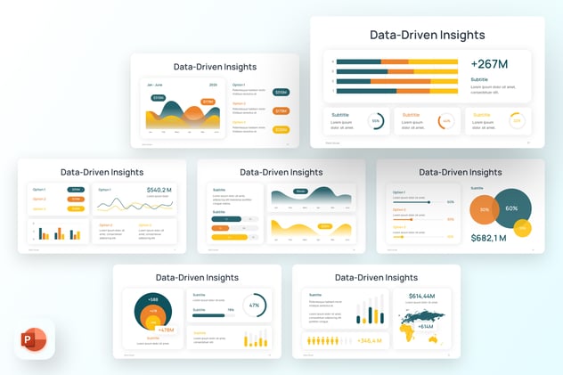 彩色可视化图形数据图PPT模板 - 顶尖PPT