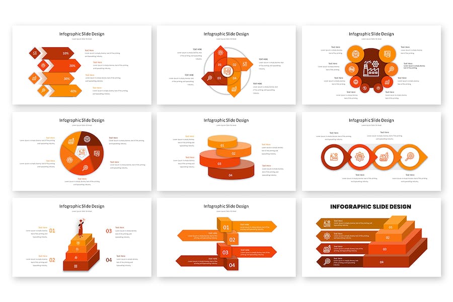 橙色信息图形keynote模板 - 顶尖PPT