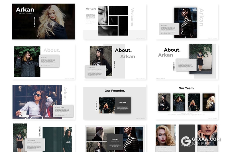 30页国外简约文艺风格多用途PPT模板 - 顶尖PPT