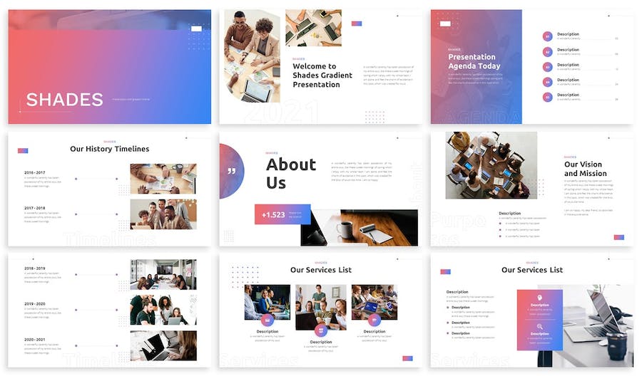 紫色渐变企业团队介绍商业商务PPT模板 - 顶尖PPT