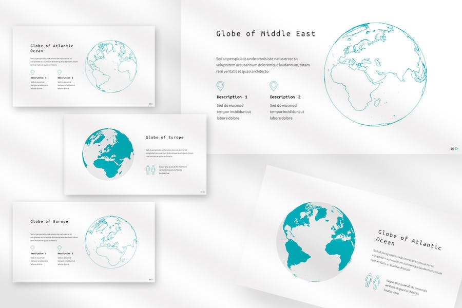 球状世界地图keynote模板 - 顶尖PPT