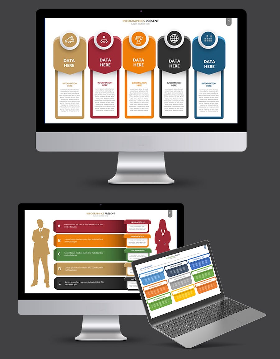 微立体商务标签式数据展示信息图keynote模板 - 顶尖PPT