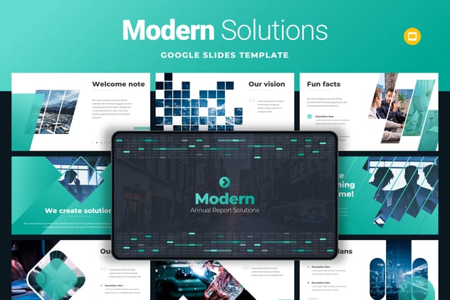 现代企业年度工作报告解决方案信息图形PPT模板 - 顶尖PPT