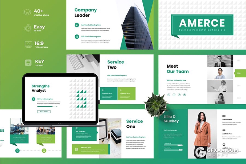 45页绿色企业项目会议年终工作总结计划Google slides模板 - 顶尖PPT