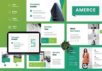 45页绿色企业项目会议年终工作总结计划ppt模板 - 顶尖PPT