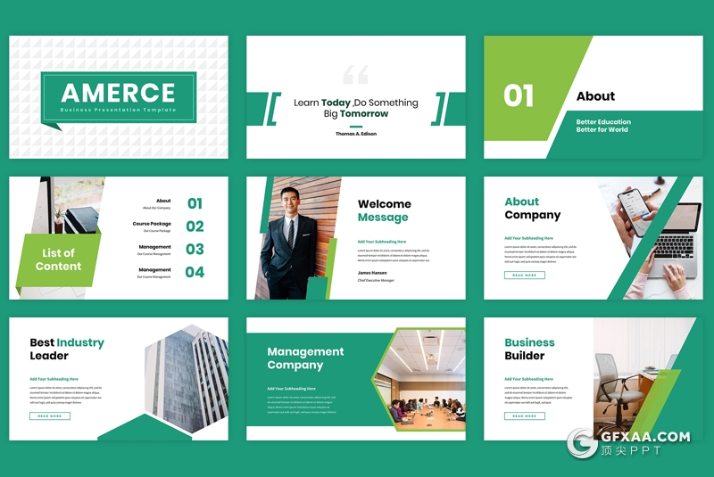 45页绿色企业项目会议年终工作总结计划Google slides模板 - 顶尖PPT