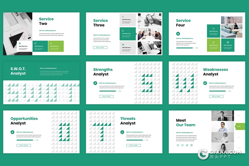 45页绿色企业项目会议年终工作总结计划Google slides模板 - 顶尖PPT