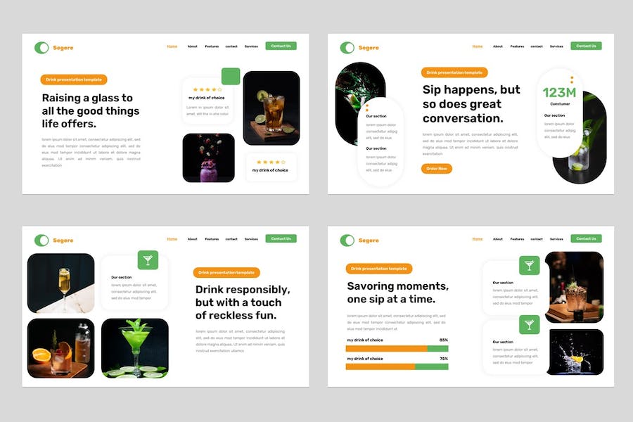 清新饮品饮料Keynote主题演讲 - 顶尖PPT